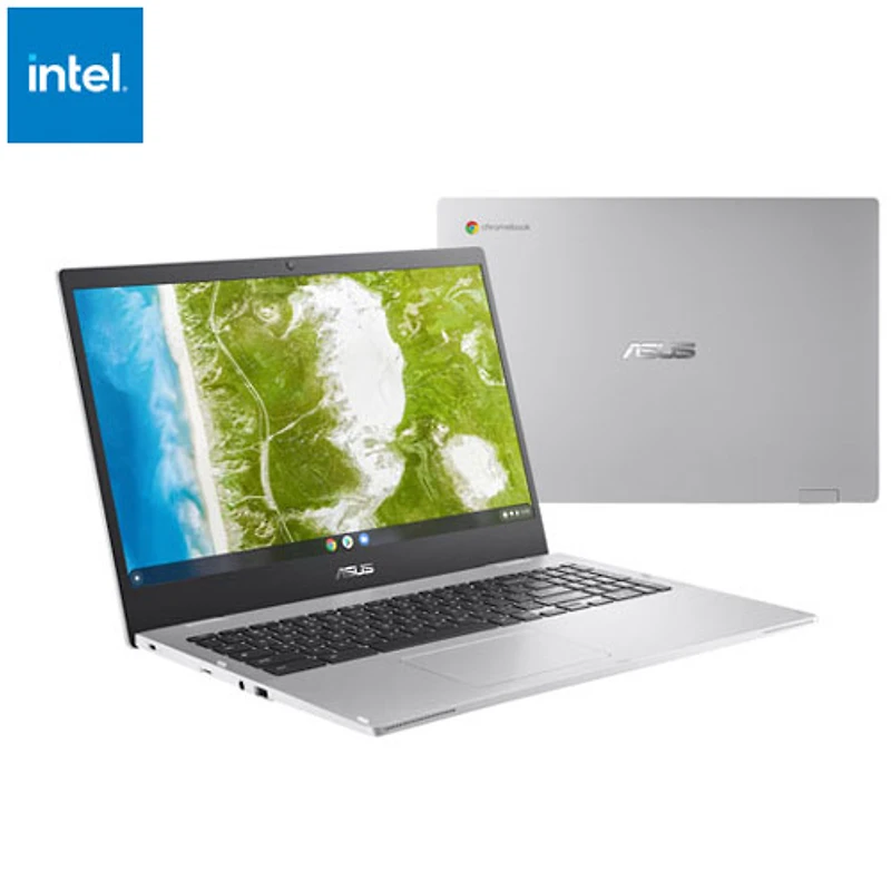 Chromebook de 15,6 po CX1 d'ASUS - Argenté transparent (Celeron N4500 d'Intel/RAM 8 Go/eMMC 128 Go/ChromeOS)