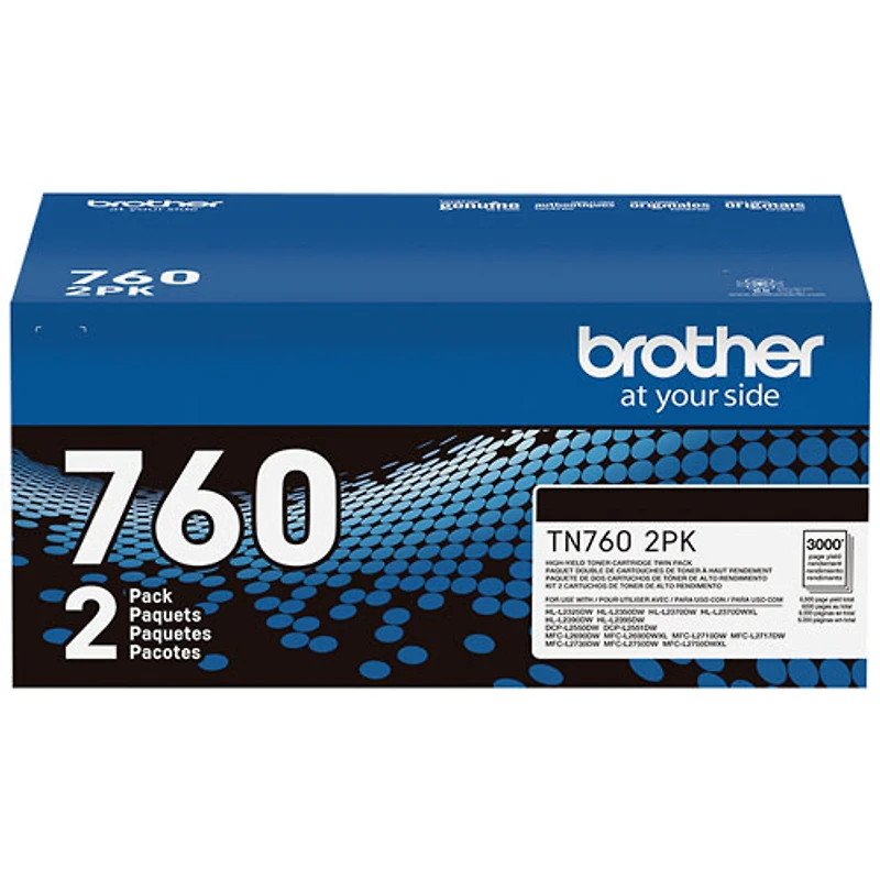 Cartouche d'encre noire de Brother (TN7602PK) - Paquet de 2