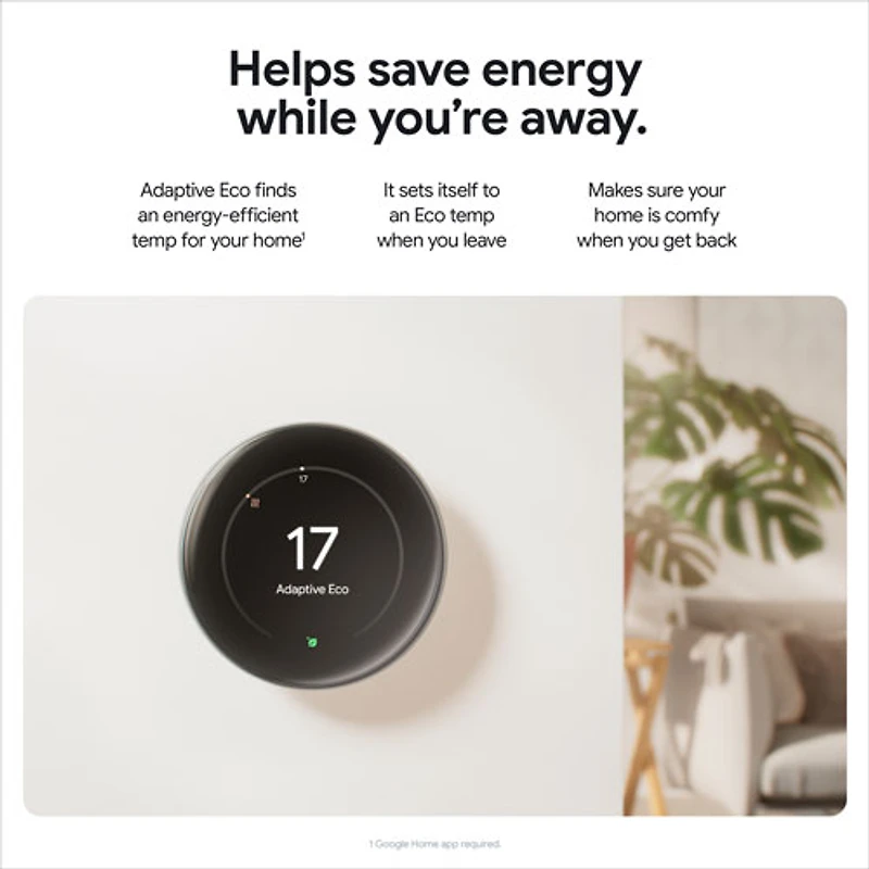 Thermostat intelligent Wi-Fi Nest Learning de Google (4e génération) - Noir volcanique lustré