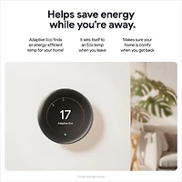 Thermostat intelligent Wi-Fi Nest Learning de Google (4e génération) - Noir volcanique lustré