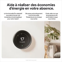 Thermostat intelligent Wi-Fi Nest Learning de Google (4e génération) - Noir volcanique lustré