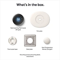 Thermostat intelligent Wi-Fi Nest Learning de Google (4e génération) - Noir volcanique lustré