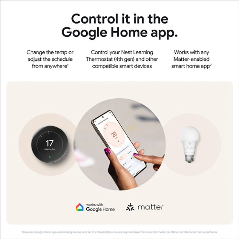 Thermostat intelligent Wi-Fi Nest Learning de Google (4e génération) - Argent poli