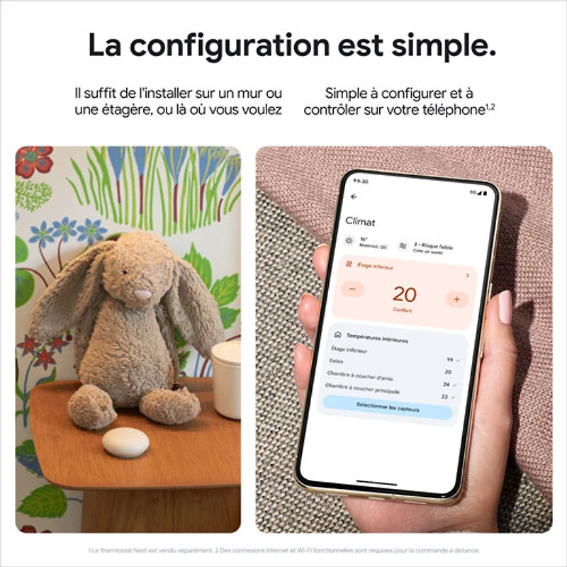 Capteur de température Nest de Google (2e génération) - Porcelaine