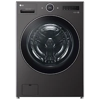 Boîte ouverte - Duo laveuse-sécheuse électrique haut efficacité 5,7 pi³ de LG - Acier noir - Endommagé