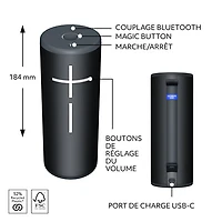 Haut-parleur sans fil Bluetooth étanche BOOM 4 d'Ultimate Ears - Noir actif
