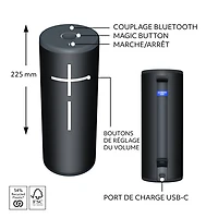 Haut-parleur sans fil Bluetooth étanche MEGABOOM 4 d'Ultimate Ears - Noir actif