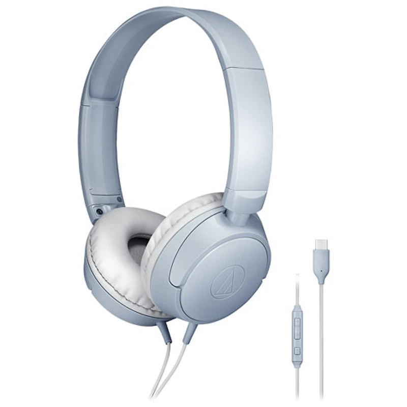 Audio-Technica ATH-S120C On-Ear Headphones with USB-C - Blue Grey