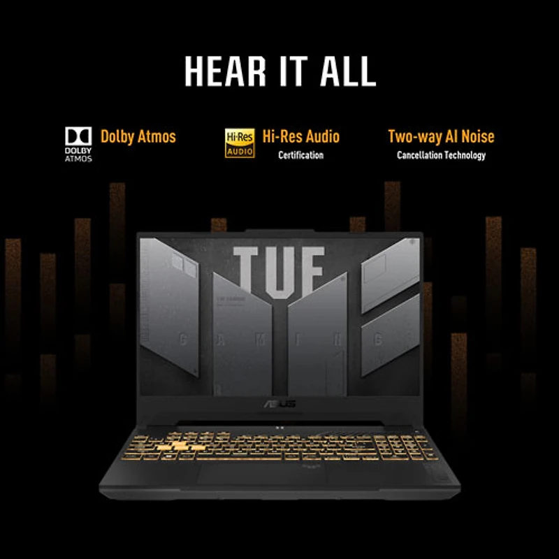 Portable de jeu 15,6 po TUF Gaming F15 d'ASUS - Gris (Ci7-12700H Intel/RAM 16 Go/SSD 512 Go/GeForce RTX 3050) - Anglais