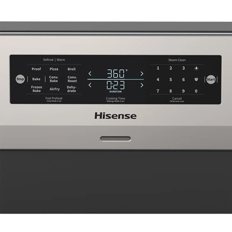 Cuisinière électrique autonome avec convection véritable et friture à l'air 5,8 pi³ 30 po de Hisense (HBE3502CAS) - Inox