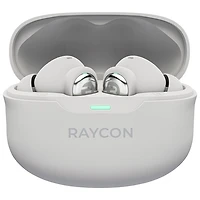 Écouteurs boutons 100 % sans fil à suppression active du bruit Everyday Pro de Raycon - Blanc