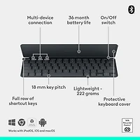 Clavier universel Keys-To-Go 2 de Logitech avec couvercle - Graphite - Anglais