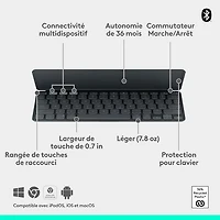 Clavier universel Keys-To-Go 2 de Logitech avec couvercle - Graphite - Anglais