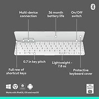 Clavier universel Keys-To-Go 2 de Logitech avec couvercle - Gris pâle - Anglais