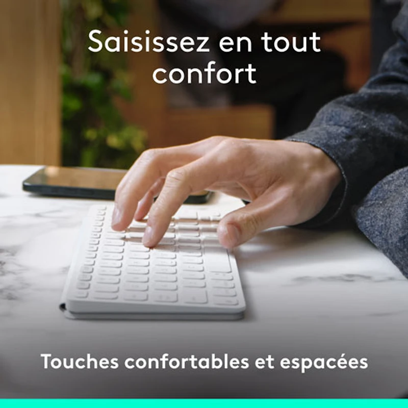 Clavier universel Keys-To-Go 2 de Logitech avec couvercle - Gris pâle - Anglais