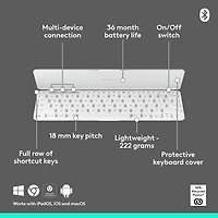 Logitech Keys-To-Go 2 Keyboard for iPad/iPhone/Mac - Pale Grey - English