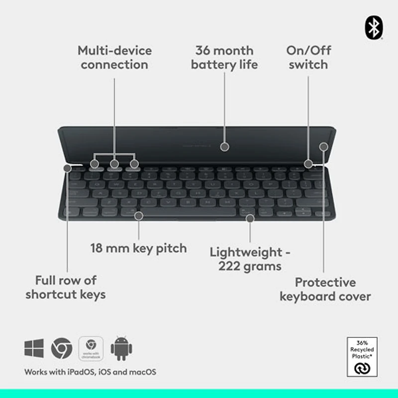 Logitech Keys-To-Go 2 Keyboard for iPad/iPhone/Mac - Graphite - English