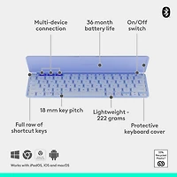 Logitech Keys-To-Go 2 Universal Keyboard with Cover - Lilac - English
