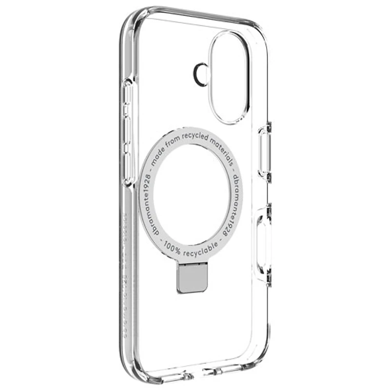 Dbramante1928 Iceland Ultra D3O Kickstand Fitted Hard Shell Case with MagSafe for iPhone 16 - Clear