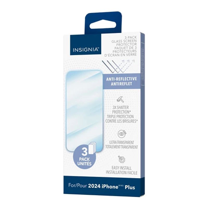 Insignia Anti-Reflective Glass Screen Protector for iPhone 16 Plus - 3 Pack - Only at Best Buy