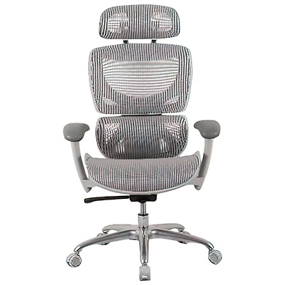 Fauteuil de bureau en filet à dossier haut avec appuie-tête réglable de TygerClaw - Gris