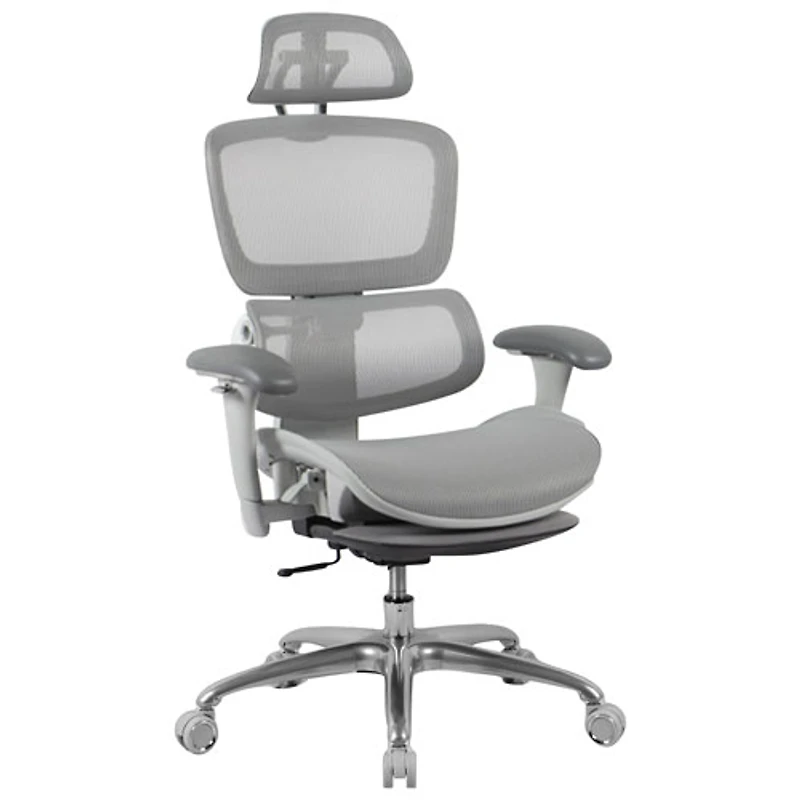 Fauteuil de bureau en filet à dossier haut avec appuie-tête réglable de TygerClaw - Gris