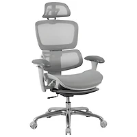 Fauteuil de bureau en filet à dossier haut avec appuie-tête réglable de TygerClaw - Gris