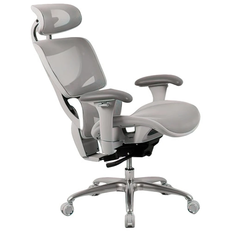 Fauteuil de bureau en filet à dossier haut avec appuie-tête réglable de TygerClaw - Gris