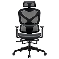 Fauteuil de bureau en filet à dossier haut avec appuie-tête réglable de TygerClaw - Noir
