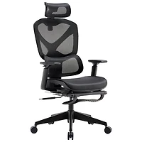 Fauteuil de bureau en filet à dossier haut avec appuie-tête réglable de TygerClaw - Noir