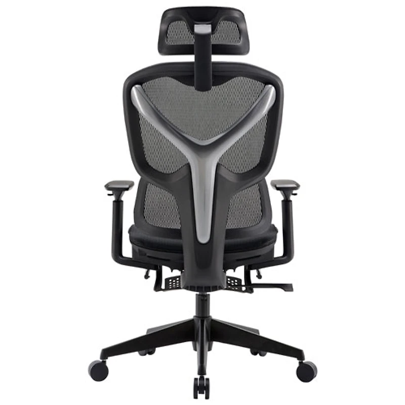 Fauteuil de bureau en filet à dossier haut avec appuie-tête réglable de TygerClaw - Noir