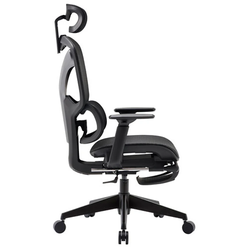 Fauteuil de bureau en filet à dossier haut avec appuie-tête réglable de TygerClaw - Noir