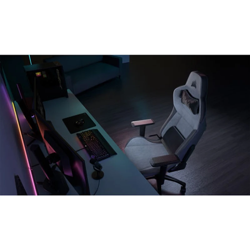 Fauteuil de jeu ergonomique en tissu T3 Rush de Corsair (2023) - Anthracite/Gris