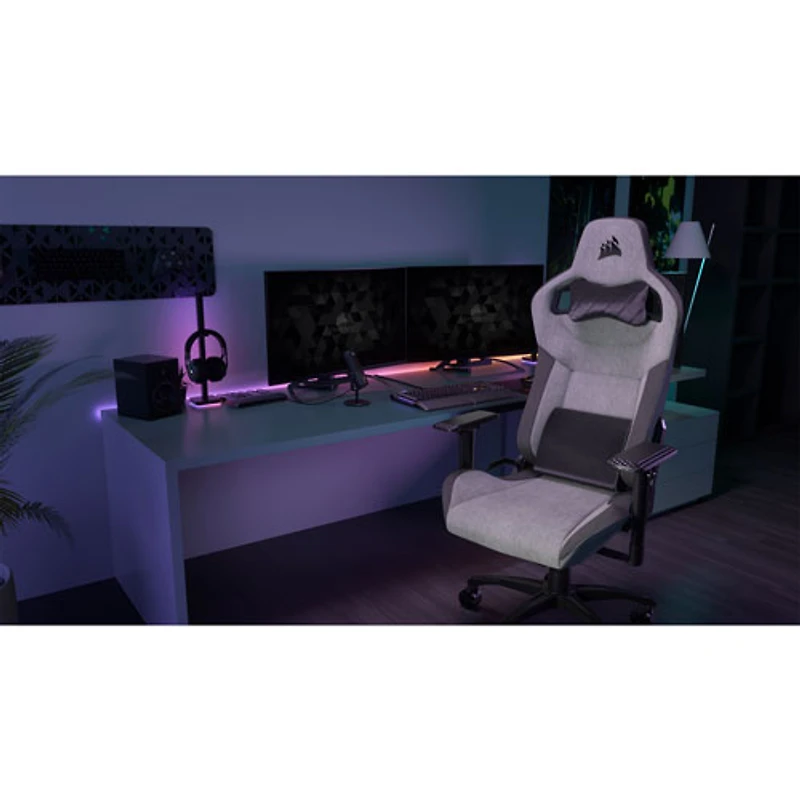 Fauteuil de jeu ergonomique en tissu T3 Rush de Corsair (2023) - Anthracite/Gris