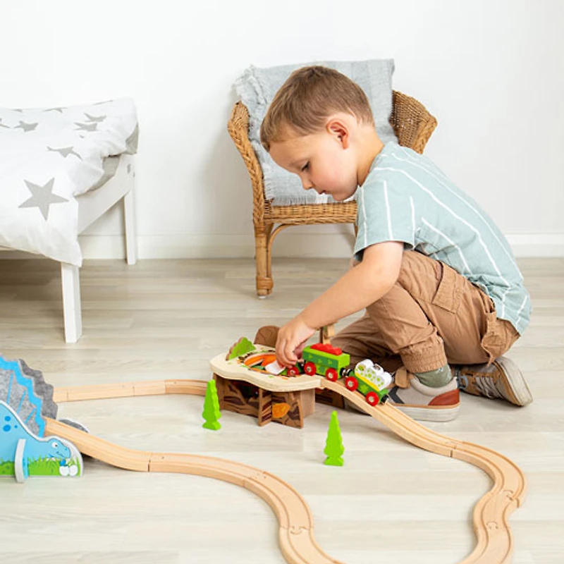 Ensemble de rails avec cratère de lave de Bigjigs