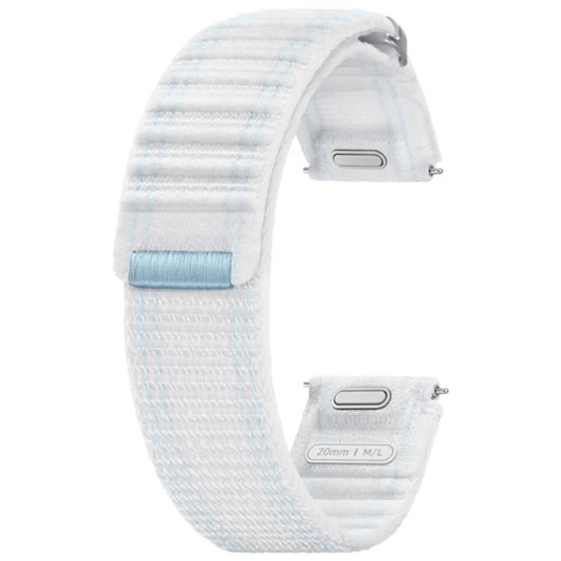 Bracelet en tissu ajustable de Samsung pour montre Galaxy Watch - Moyen/Grand - Blanc bleu