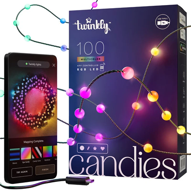 Guirlande à ampoules DEL RVB intelligente Candies de Twinkly - Perles