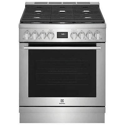 Cuisinière à gaz encastrable à 5 brûleurs avec convection véritable de 4,5 pi³ et de 30 po d'Electrolux (ECFG3068AS) - Acier inoxydable
