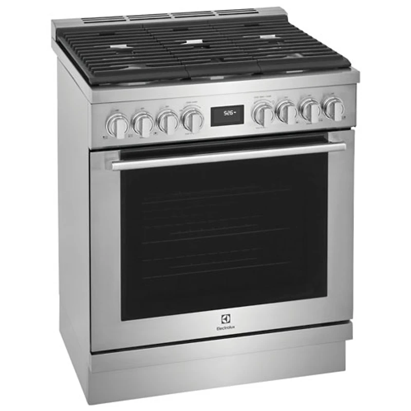 Cuisinière à gaz encastrable à 5 brûleurs avec convection véritable de 4,5 pi³ et de 30 po d'Electrolux (ECFG3068AS) - Acier inoxydable
