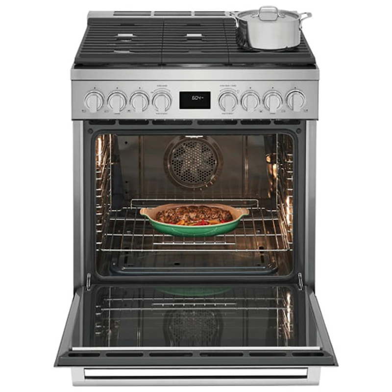 Cuisinière à gaz encastrable à 5 brûleurs avec convection véritable de 4,5 pi³ et de 30 po d'Electrolux (ECFG3068AS) - Acier inoxydable