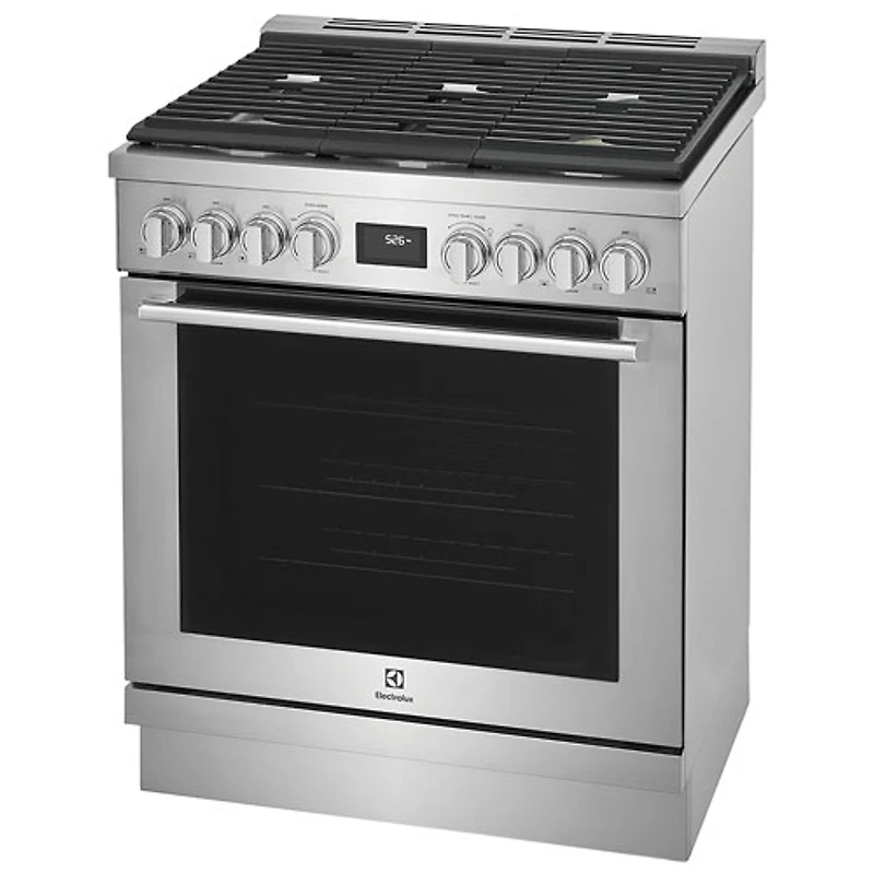 Cuisinière à gaz encastrable à 5 brûleurs avec convection véritable de 4,5 pi³ et de 30 po d'Electrolux (ECFG3068AS) - Acier inoxydable