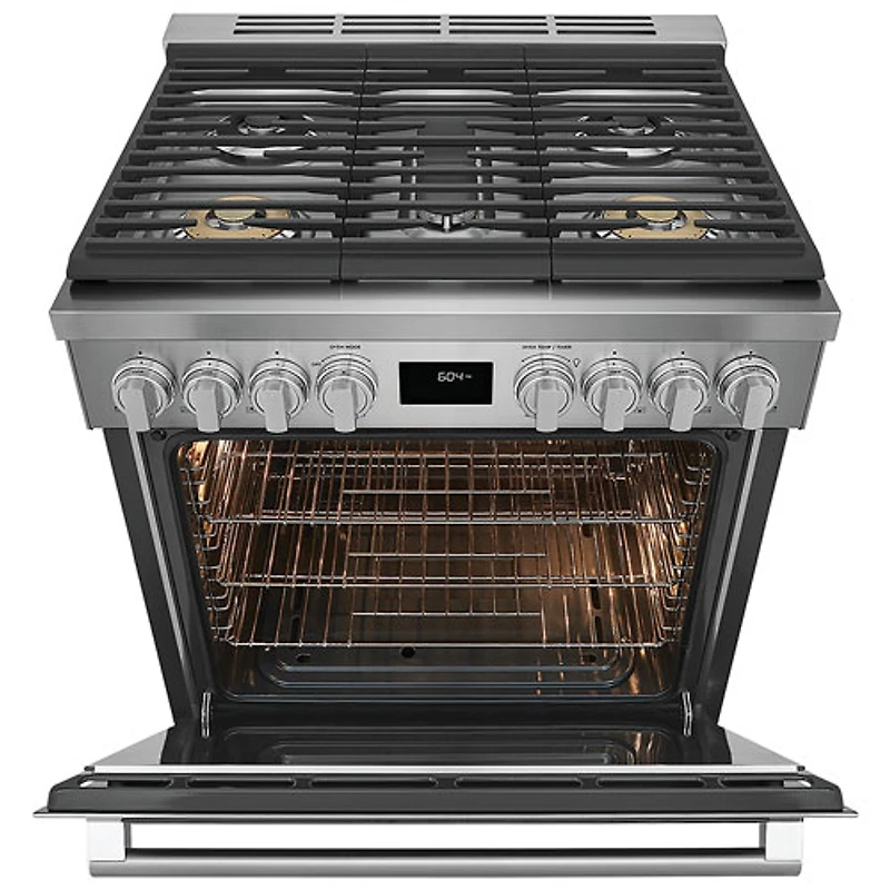 Cuisinière à gaz encastrable à 5 brûleurs avec convection véritable de 4,5 pi³ et de 30 po d'Electrolux (ECFG3068AS) - Acier inoxydable
