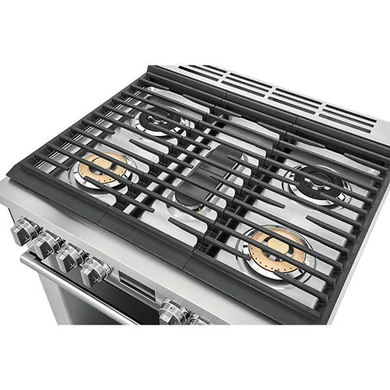 Cuisinière à gaz encastrable à 5 brûleurs avec convection véritable de 4,5 pi³ et de 30 po d'Electrolux (ECFG3068AS) - Acier inoxydable