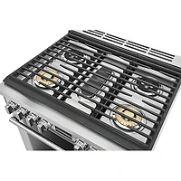Cuisinière à gaz encastrable à 5 brûleurs avec convection véritable de 4,5 pi³ et de 30 po d'Electrolux (ECFG3068AS) - Acier inoxydable