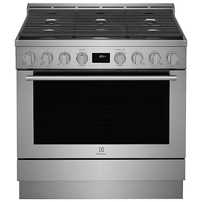 Cuisinière à gaz encastrable à 6 brûleurs avec convection véritable de 4,4 pi³ et de 36 po d'Electrolux (ECFG3668AS) - Acier inoxydable
