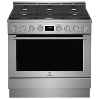 Cuisinière à gaz encastrable à 6 brûleurs avec convection véritable de 4,4 pi³ et de 36 po d'Electrolux (ECFG3668AS) - Acier inoxydable