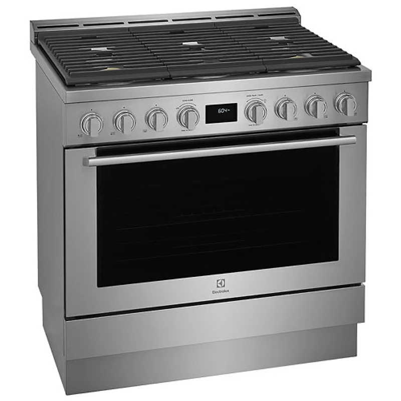 Cuisinière à gaz encastrable à 6 brûleurs avec convection véritable de 4,4 pi³ et de 36 po d'Electrolux (ECFG3668AS) - Acier inoxydable