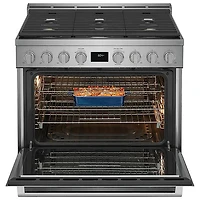 Cuisinière à gaz encastrable à 6 brûleurs avec convection véritable de 4,4 pi³ et de 36 po d'Electrolux (ECFG3668AS) - Acier inoxydable
