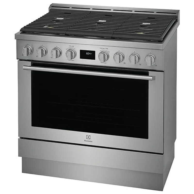 Cuisinière à gaz encastrable à 6 brûleurs avec convection véritable de 4,4 pi³ et de 36 po d'Electrolux (ECFG3668AS) - Acier inoxydable