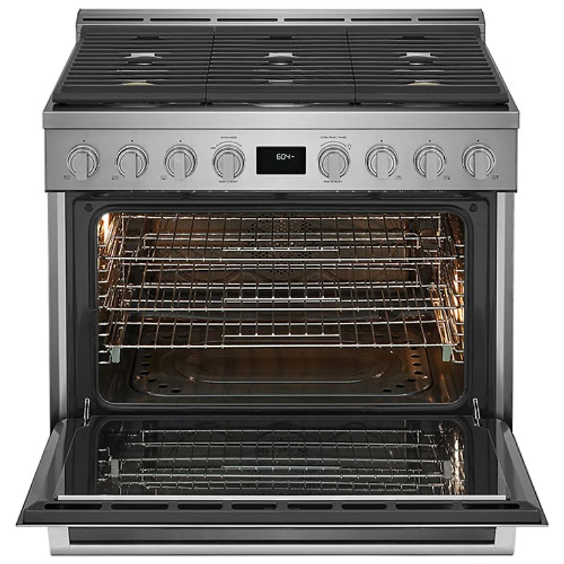 Cuisinière à gaz encastrable à 6 brûleurs avec convection véritable de 4,4 pi³ et de 36 po d'Electrolux (ECFG3668AS) - Acier inoxydable